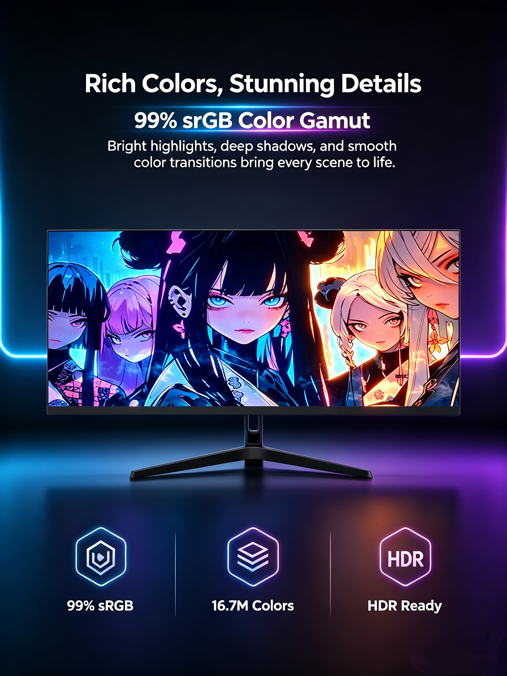99% srGB Color Gamut game monitor