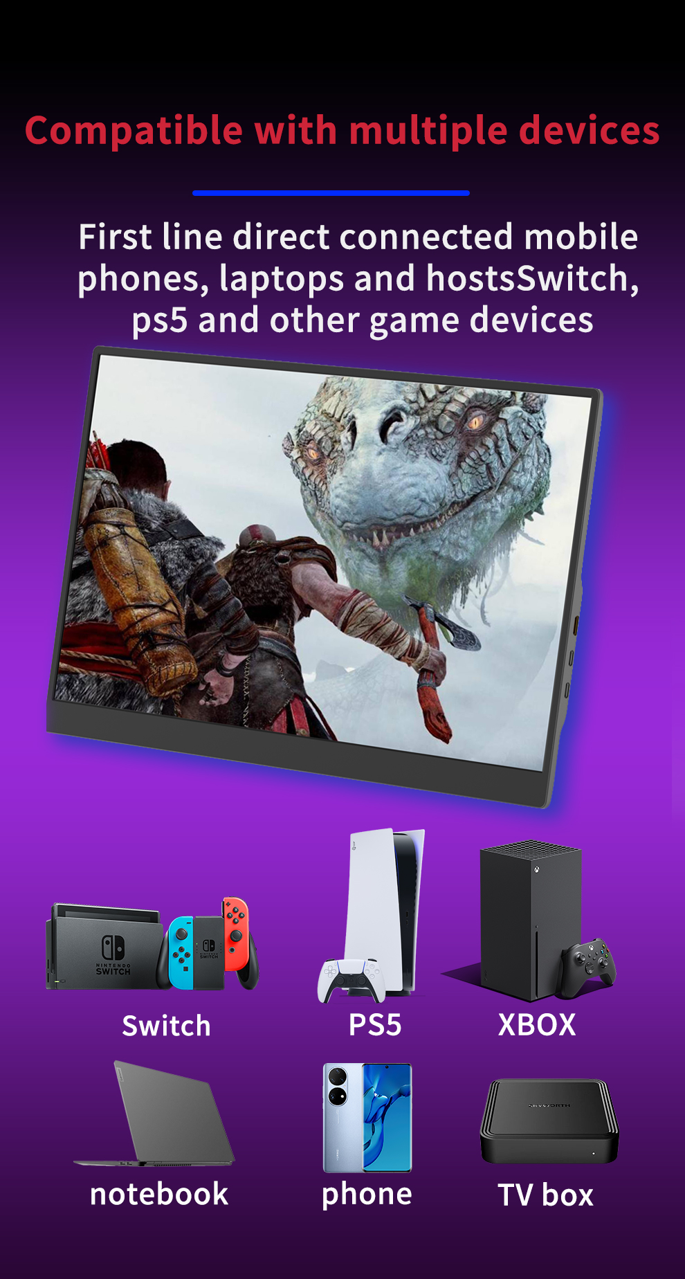 portable monitor compatible with multiple devices 